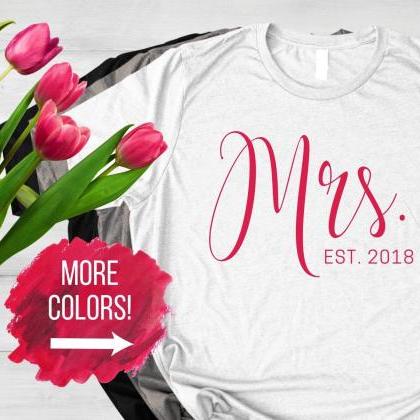 Personalized Mrs Shirt, Custom Date, Newlyweds,..