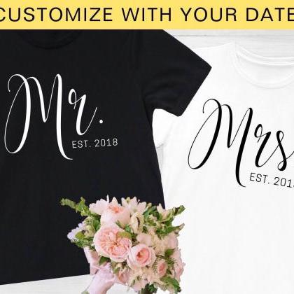 Personalized Mrs Shirt, Custom Date, Newlyweds,..