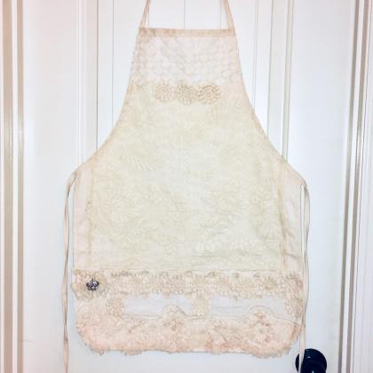 Vintage Lace Apron With Embellishment | Full Size..