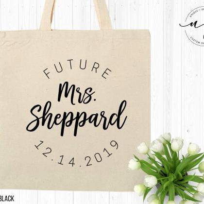 Personalized Bride Tote | Custom Mrs Canvas Bag |..