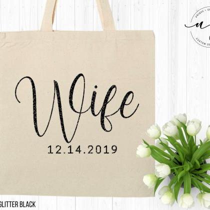 Personalized Wife Tote | Custom Bride Canvas Bag |..