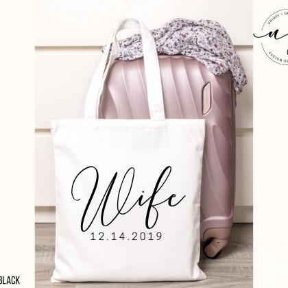 Personalized Wife Tote | Custom Bride Canvas Bag |..