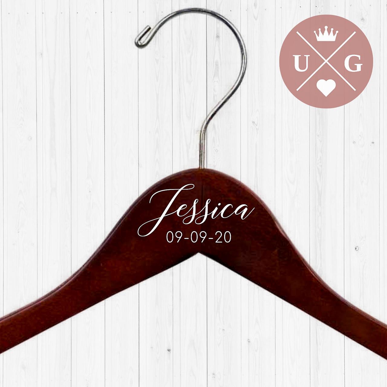 Double Personalized Hangers | Dress Hanger | Name And Date | Bridesmaid Gift | Wedding Party Gift